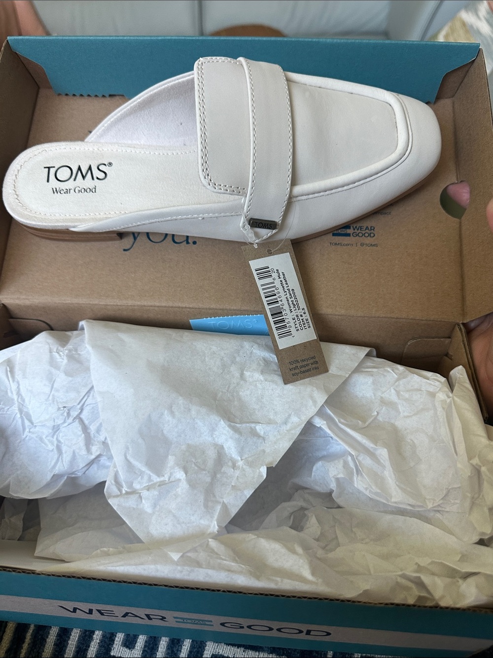 Toms White Slip-On Mule Loafers